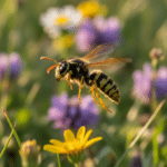 Gemeine Wespe (Vespula vulgaris) – Erkennungsmerkmale, Verhalten & Nesttyp 3 Die gemeine Wespe im Flug.